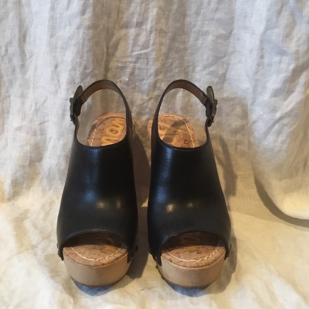 Sam Edelman studded wooden wedge platform sandals